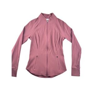 Athleta Ribbed Full Zip Mock Neck Athletic Jacket Dusty Rose Medium Tall